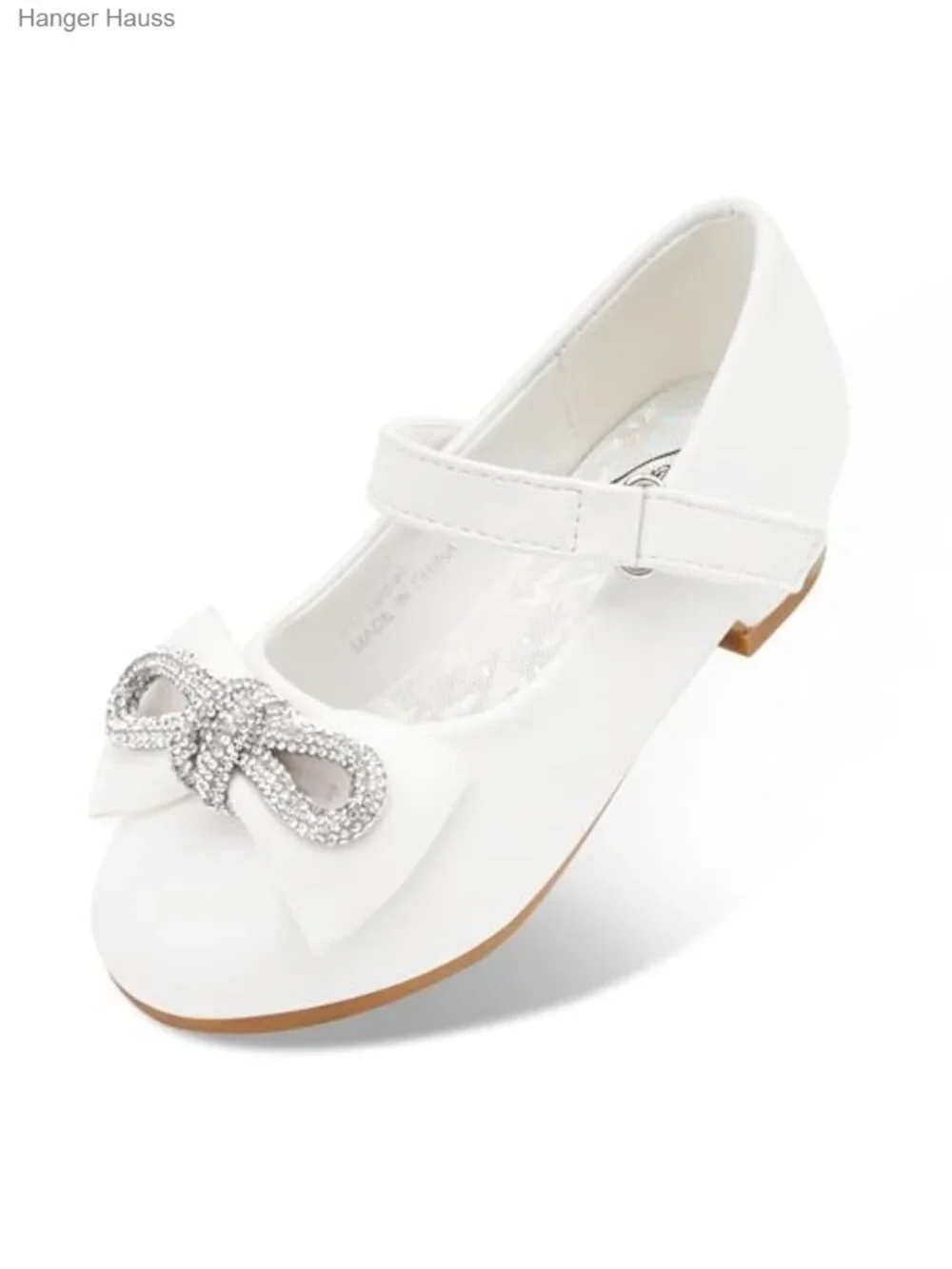 Girls Mary Jane Dress Shoes with Rhinestone Bow Low Heel